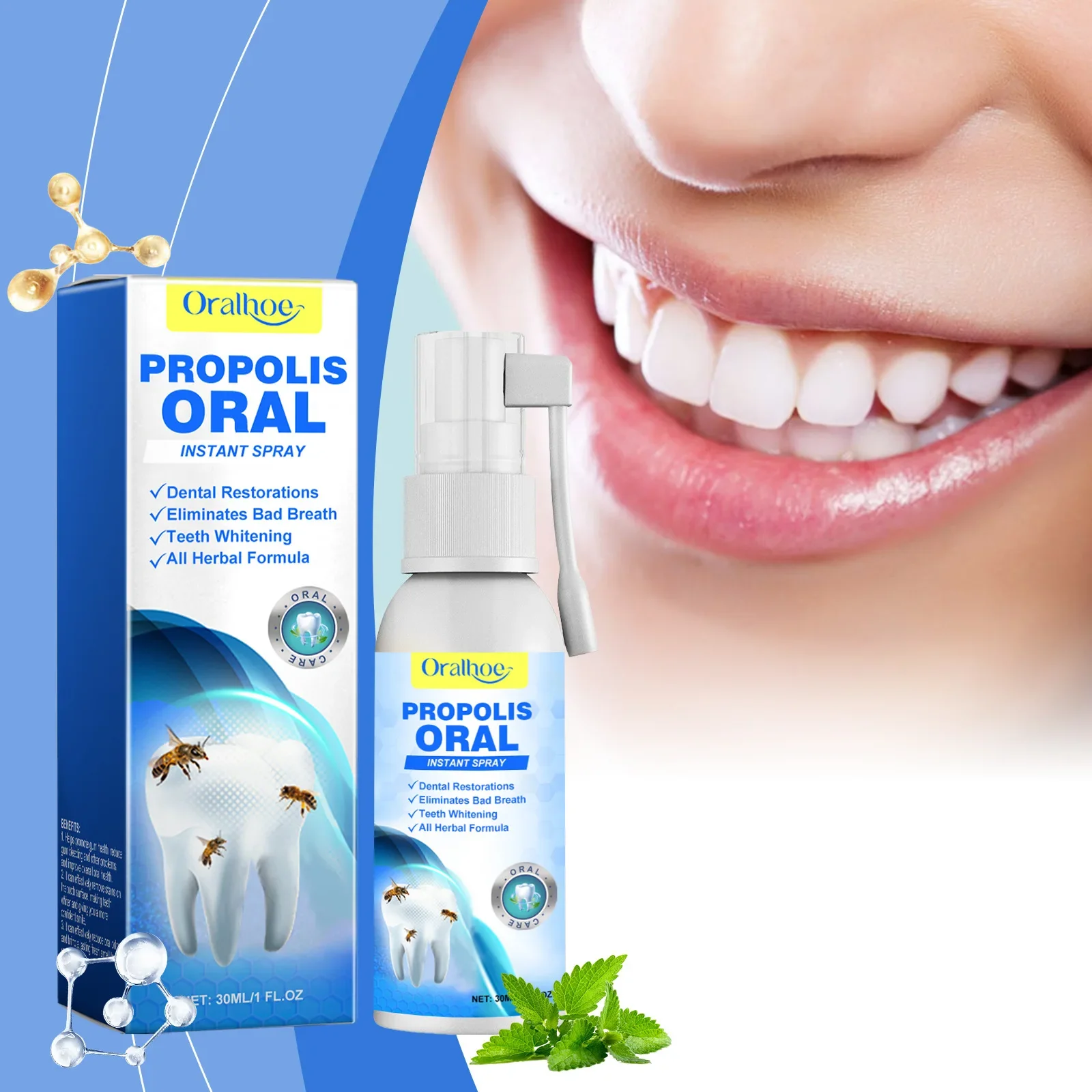 Spray bucal para el cuidado bucal, pulverizador para la limpieza de los dientes, refrescante, para el mal aliento