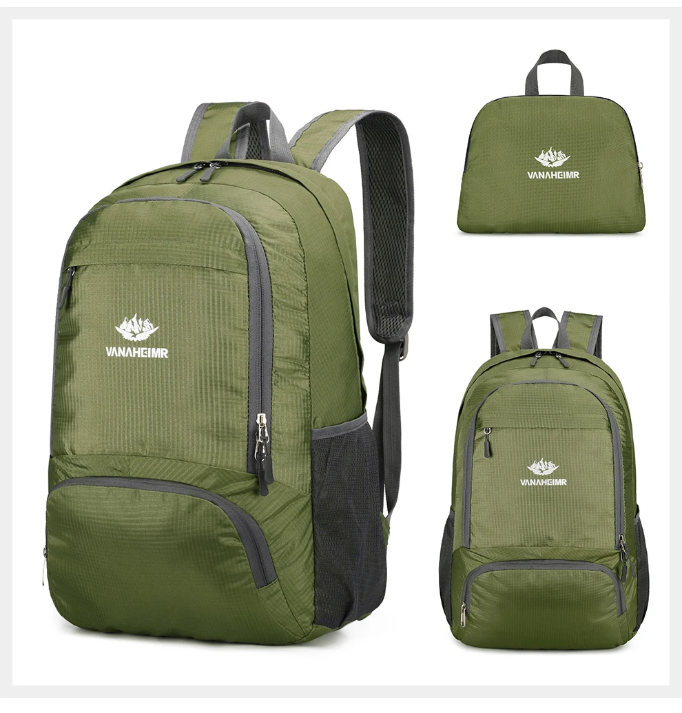 23l packbarer Rucksack faltbare ultraleichte Outdoor-Reisetasche großer zusammen klappbarer Rucksack Wander reise rucksack Bergsteiger-Tages rucksack Geringes Gewicht hohe Kapazität Wasserabweisendes Gewebe Top Punc – Detail 27