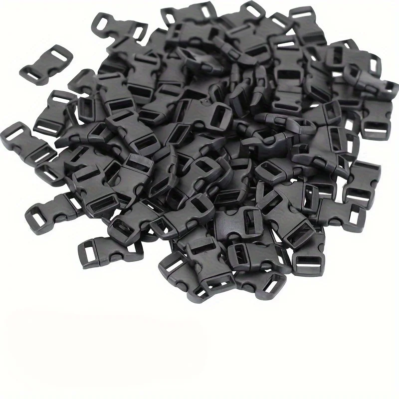 50pcs Curved Plastic Quick Release Buckles for DIY Paracord Bracelets & Small Dog Collars , Easy-to-Use Clips for Crafting