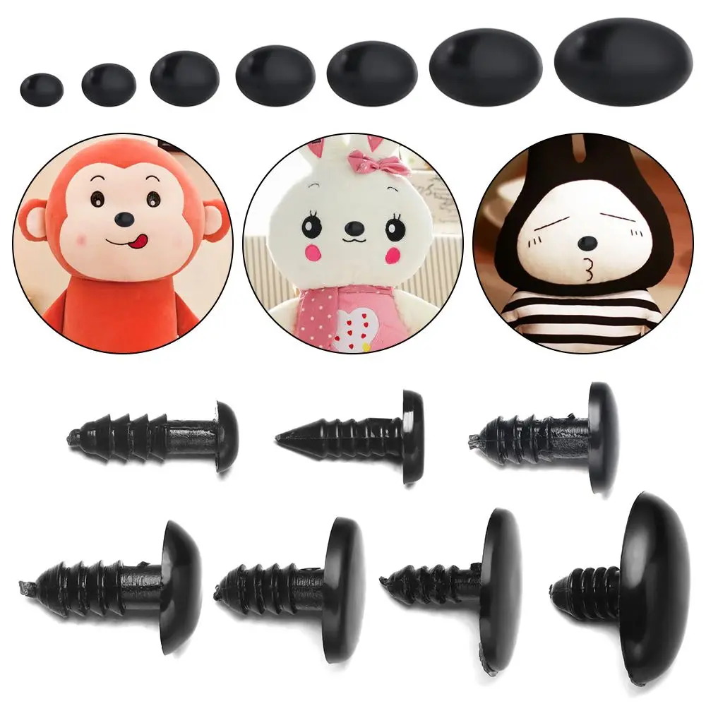 50/100pcs Crafts Plastic Oval Dog Noses Threaded Animals Eyes For DIY Dolls Toys Cute Bear Buttons Toy DIY