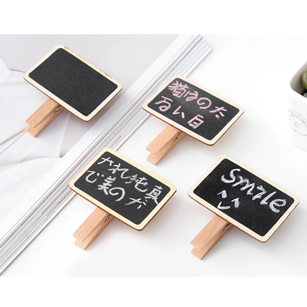 

30 Pcs Wooden Clip Mini Chalkboard Clips Message with Multifunction Blackboard Sign Bamboo