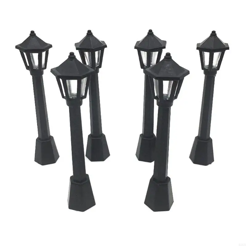 E06B Модель железнодорожных железнодорожных железнодорожных поездов 4pcs Post Lights for Doll House Fairy Garden