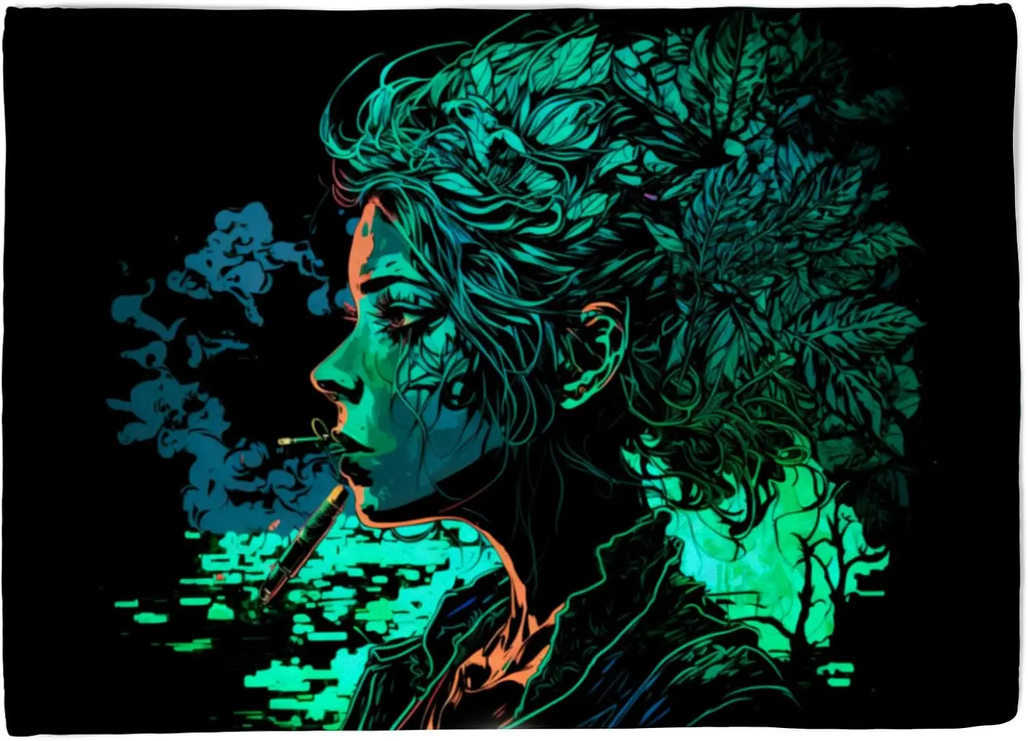 GOLEHS Sensual Smoke: Original Weed & Beauty Tapestry With Hanging Kit (30-90 Inches)(Size:60