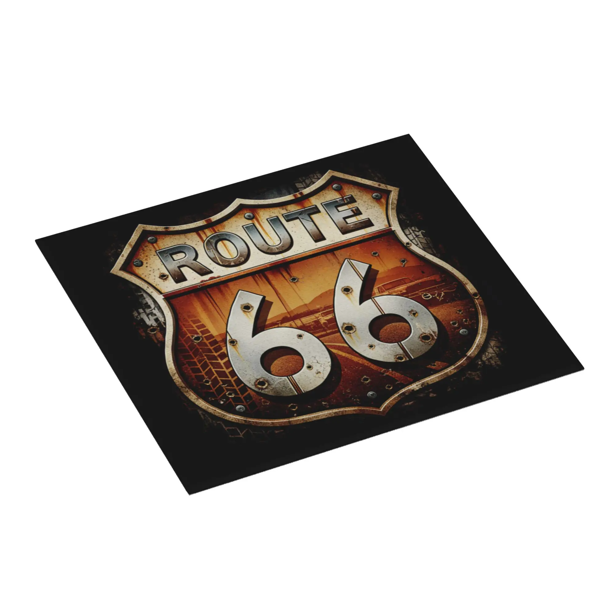 Rusted Route 66 Shield Non Slip Kitchen Counter Protector Mat Barware Tableware Reusable  Bathroom Drying Mat For Kitchen
