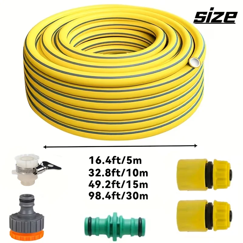 10/20/30m Heavy-Duty Rubber Garden Hose - Scratch & Wear Resistant, Leak-Proof, All-Season for Home, Balcony & Car Washing