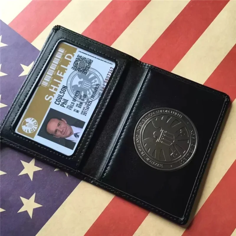 وكلاء S.H.L.E.L.D. حامل شارة جلدية من SHIELD لبطاقة الهوية ورخصة القيادة أ;k6;8'