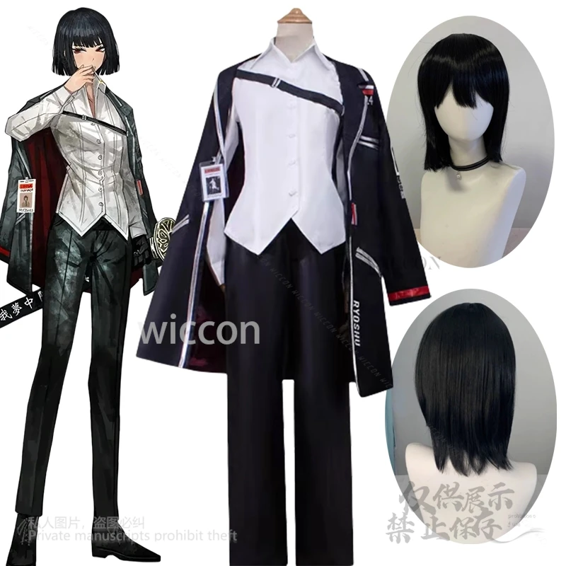 

Anime Game Limbus Company Ryoshu Cosplay Costume Full Set Black Cloak Fashion Uniform Role Play Props Wigs Halloween Party S-2XL