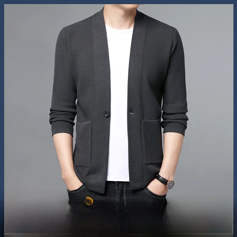 

Pierre Cardin Men's Knitted Cardigan Long Sve Casual Spring Faion Middle-aged Busin Casual round Ne Sweater Coat