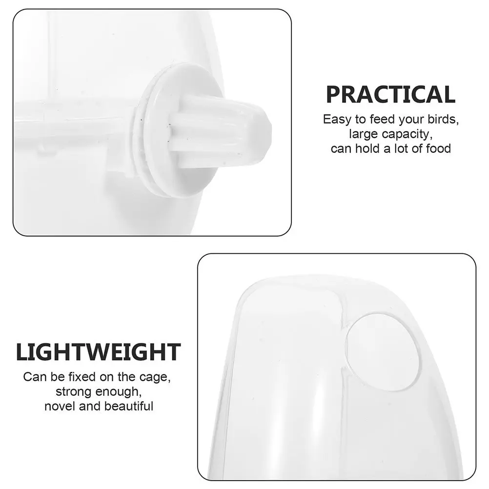 

2 шт. прозрачных пластиковых контейнера для корма для птиц, защищенных от брызг, подвесная кормушка для клетки, коробка для кормления попугаев