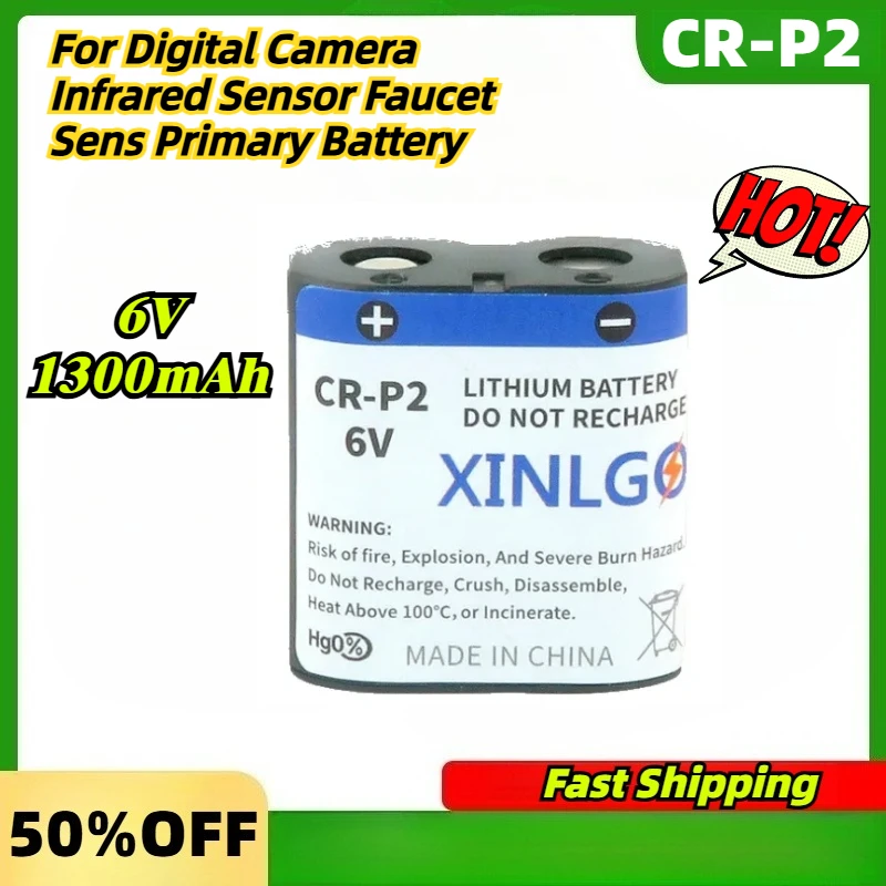 6V 1300mAh CR-P2 CR P2 CRP2 2CP4306 DL223A EL223A Li-Ion Battery For Digital Camera Infrared Sensor Faucet Sens Primary Battery