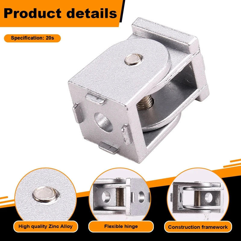 Y51A 2020-Series-Aluminum-Extrusion-Profile-Die-Cast-Zinc-Alloy--Flexible-Pivot-Joint-Connector-For-Aluminum-Profile-2020