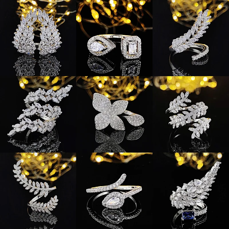 2023 New Arrival Luxury Aesthetic Fashion Trendy Gold Silver Color Open Adjustable Ring for Women Wedding Party Gift Jewelry Z3