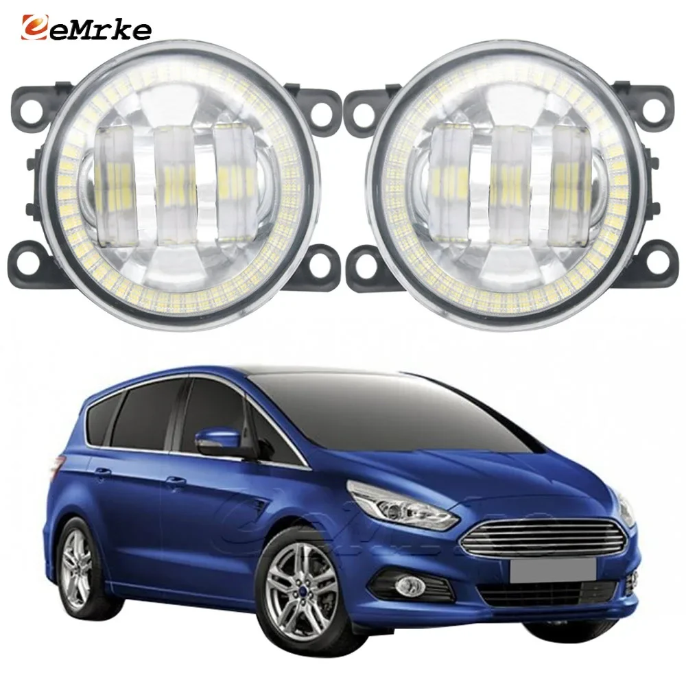 LED PTF Car Fog Lamp Assembly for Ford S MAX S-MAX CJ 2015 2016 2017 2018 2019 Angel Eyes DRL Aperture Daytime Running Lights