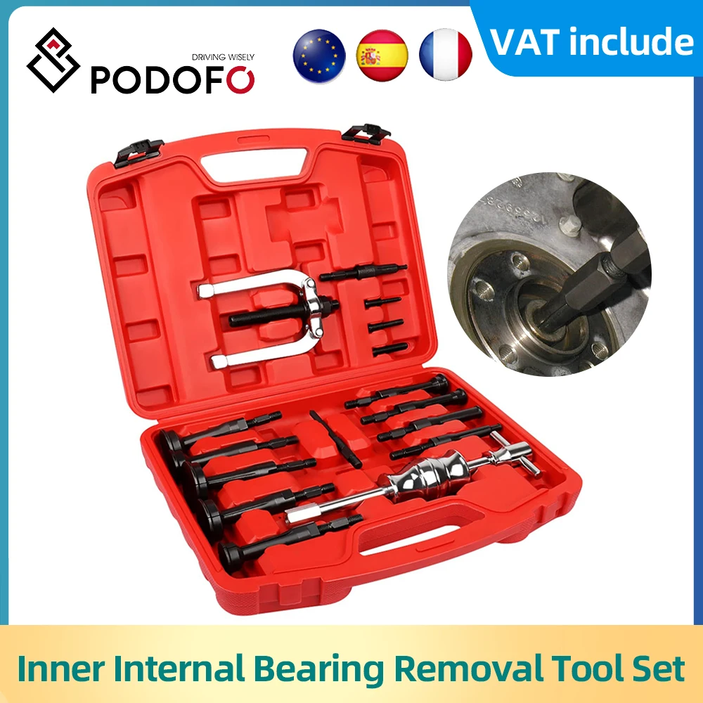 Podofo 16pcs Bearings Set of Pins Internal Blind Removal Tool with Sliding Hammer