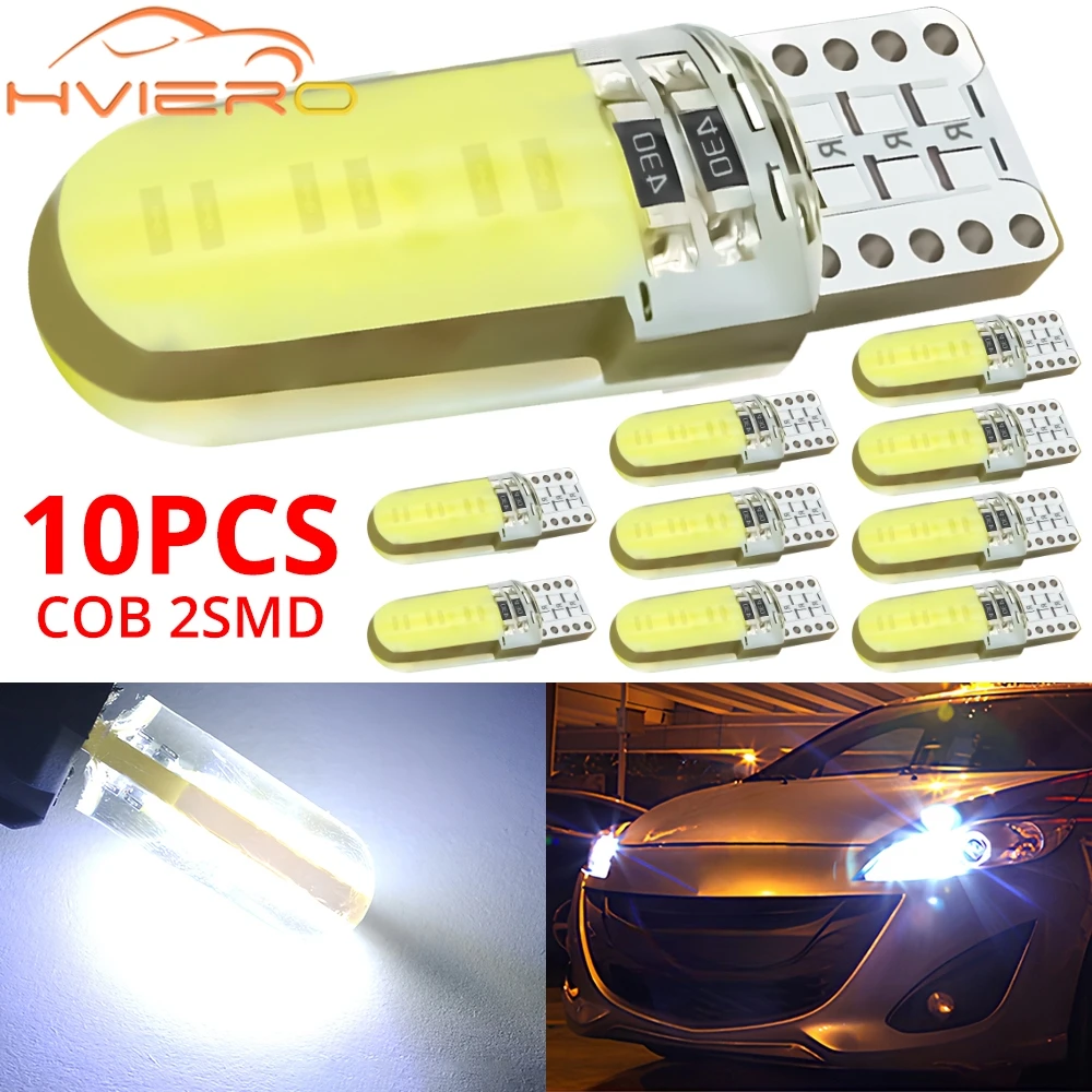 10X T10 Lamp Silicone Light 12SMD LED Turn Signal COB W5W 12V Wedge Width Indicator Car Tail Box Reading Sign Auto Trunk Parking