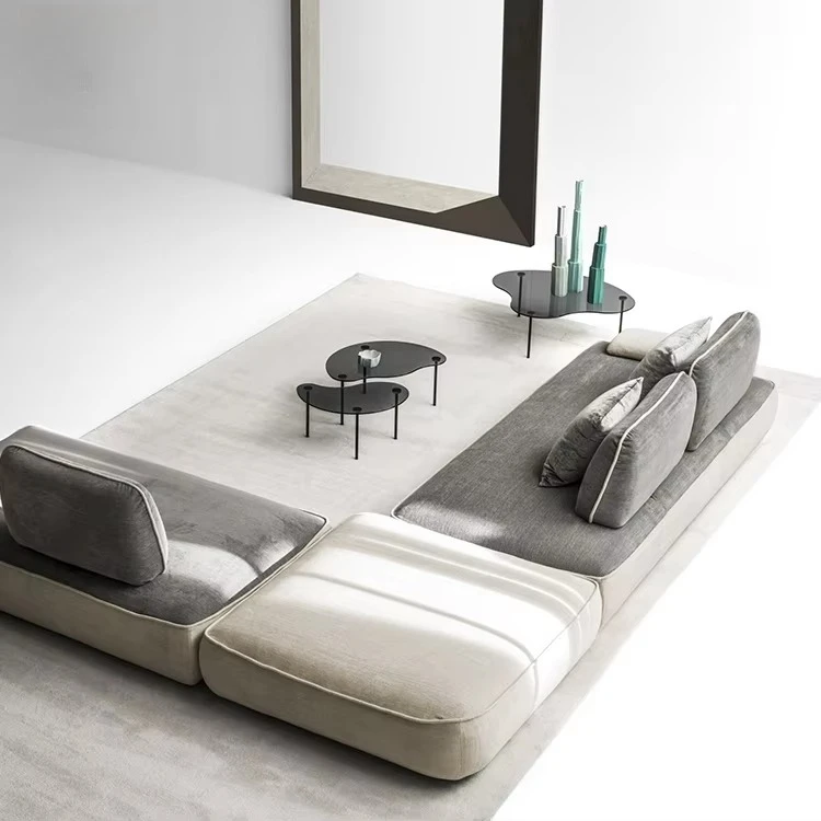 yr-Modern Set of Nesting Coffee Tables, Irregular Round Tempered Glass Top with Metal Legs, Asymmetric Multi Height Side Tables-