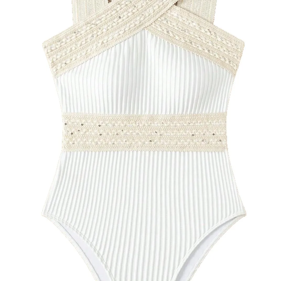 2025 ใหม่เอวสูงสามเหลี่ยมชิ้นเดียวเซ็กซี่บางขนาดหน้าอกรวบรวมและรั่วกลับชายหาดน้ําพุร้อนชุดว่ายน้ํา