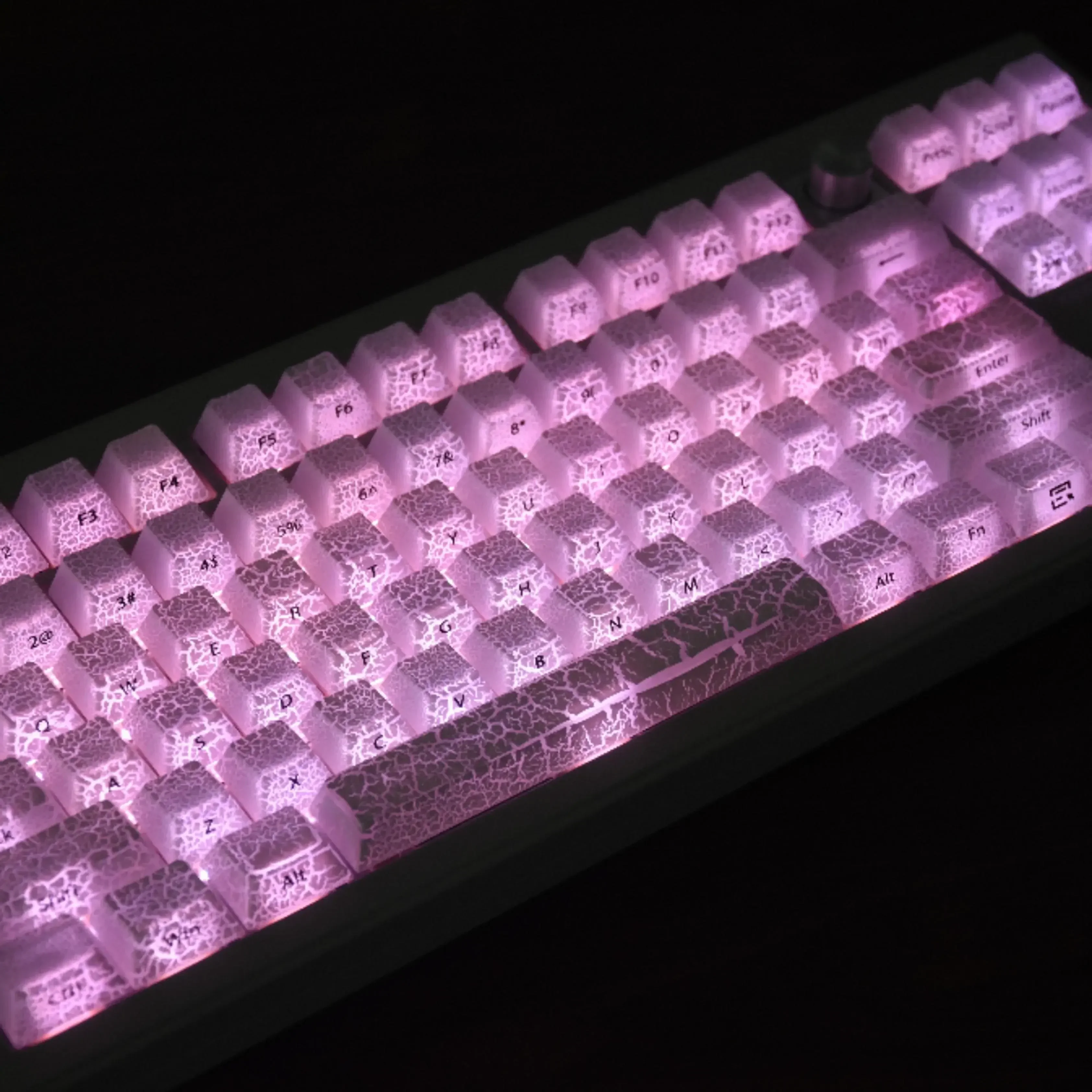 Fission-White Ice Crack 3.0 Keycap Irregular Bump Texture Snow Melt PC Plus Inkjet 123 Keys