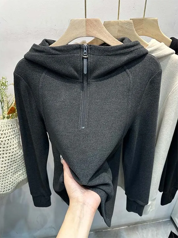 

Женская толстовка на молнии с двусторонним начесом, корейский стиль, с длинным рукавом, из полиэфирного волокна