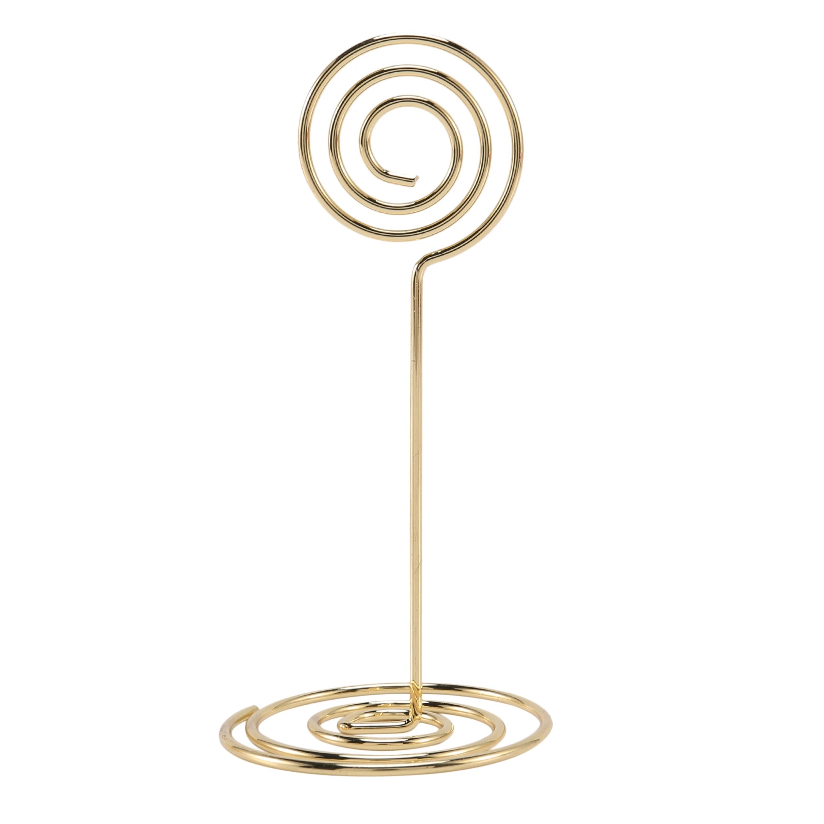 A13E-36 Pack Table Number Card Holders Photo Holder Stands Place Paper Menu Clips, Circle Shape (Gold)