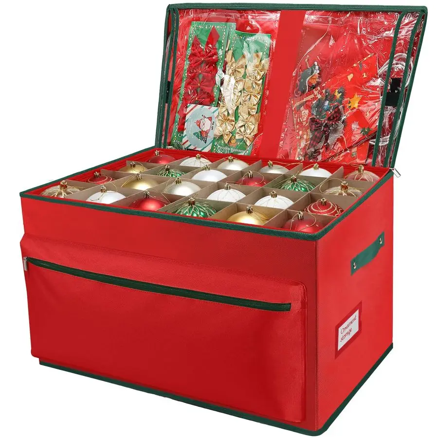 

Large Christmas Ornament Storage Box, Stores Up to 724 Ornaments Balls, 3 Individual Trays with Adjustable, Christmas Container