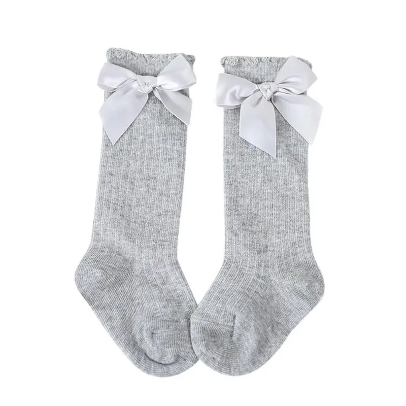 Kids Socks Toddlers Girls Big Bow Knee High Long Soft Cotton Lace Baby Kniekousen Meisje Wholesale Children Clothing Baby Stuff