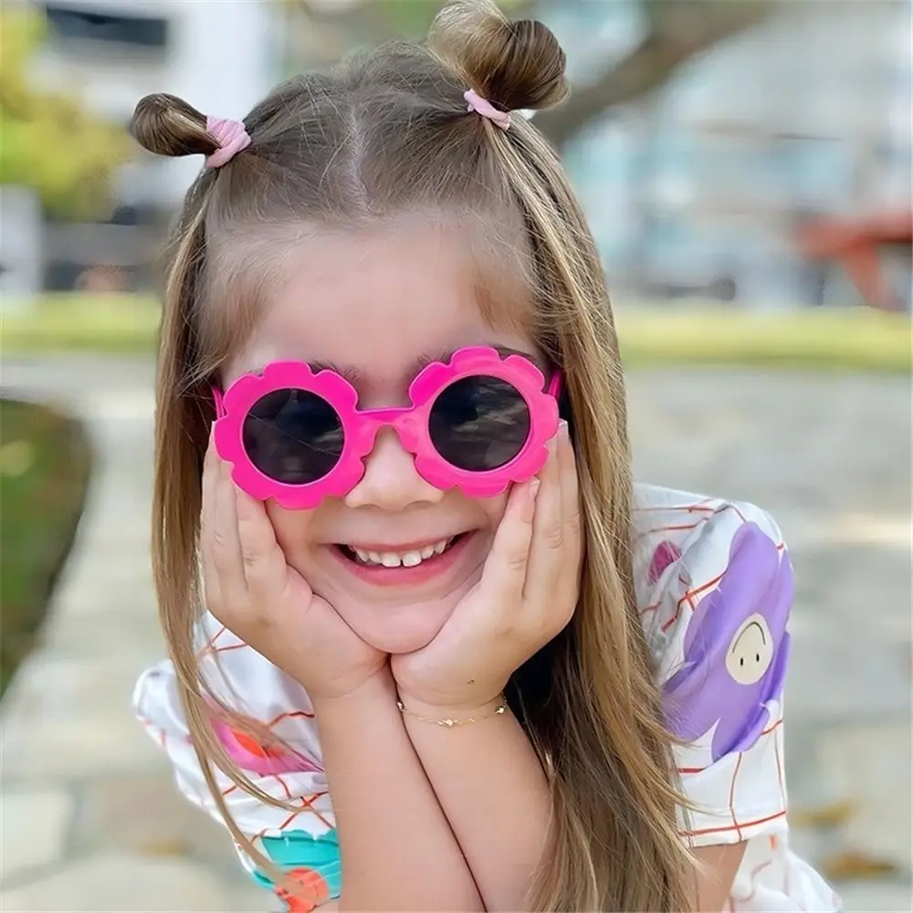 Colorful Kids Sunflower Sunglasses Fashion Round Frame Sun Protection Eyewear Shades for Girls