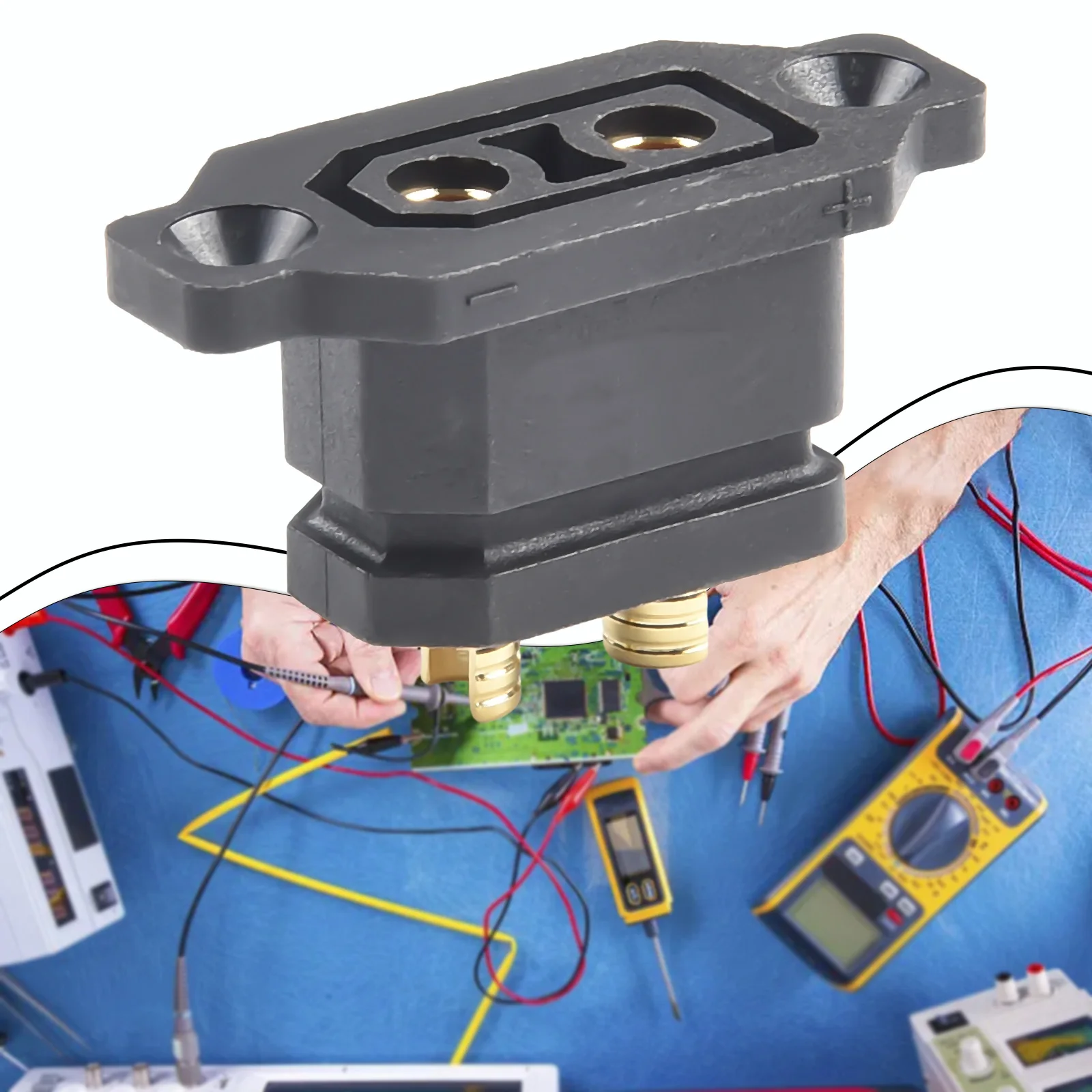 XT90E-F Lithium Battery Charging Port Plug DC 500V 30A Fixed Base Electric Vehicle Connector 42*25.3*19mm Electrical Equipment