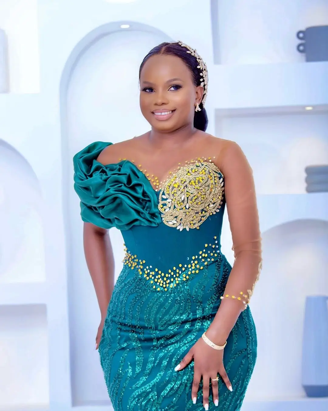 2025 Blue Lace Prom Dresses Plus Size African Ruffled Beading Wedding Guest  Dress Aso Ebi Nigerian Formal Party Dress Custom - AliExpress 320