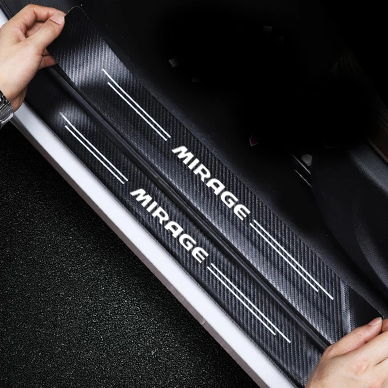 Auto Carbon Fiber Tape for Mitsubishi Mirage Entry Pedal Interior Anti Abrasion Stickers Car Sill Kick Plate Durable Accessories