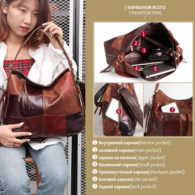 Cobbler Legend Genuine Leather Women Bucket Bag Style Pocket Casual Handbag Shoulder Crossbody Large Capacity Bag