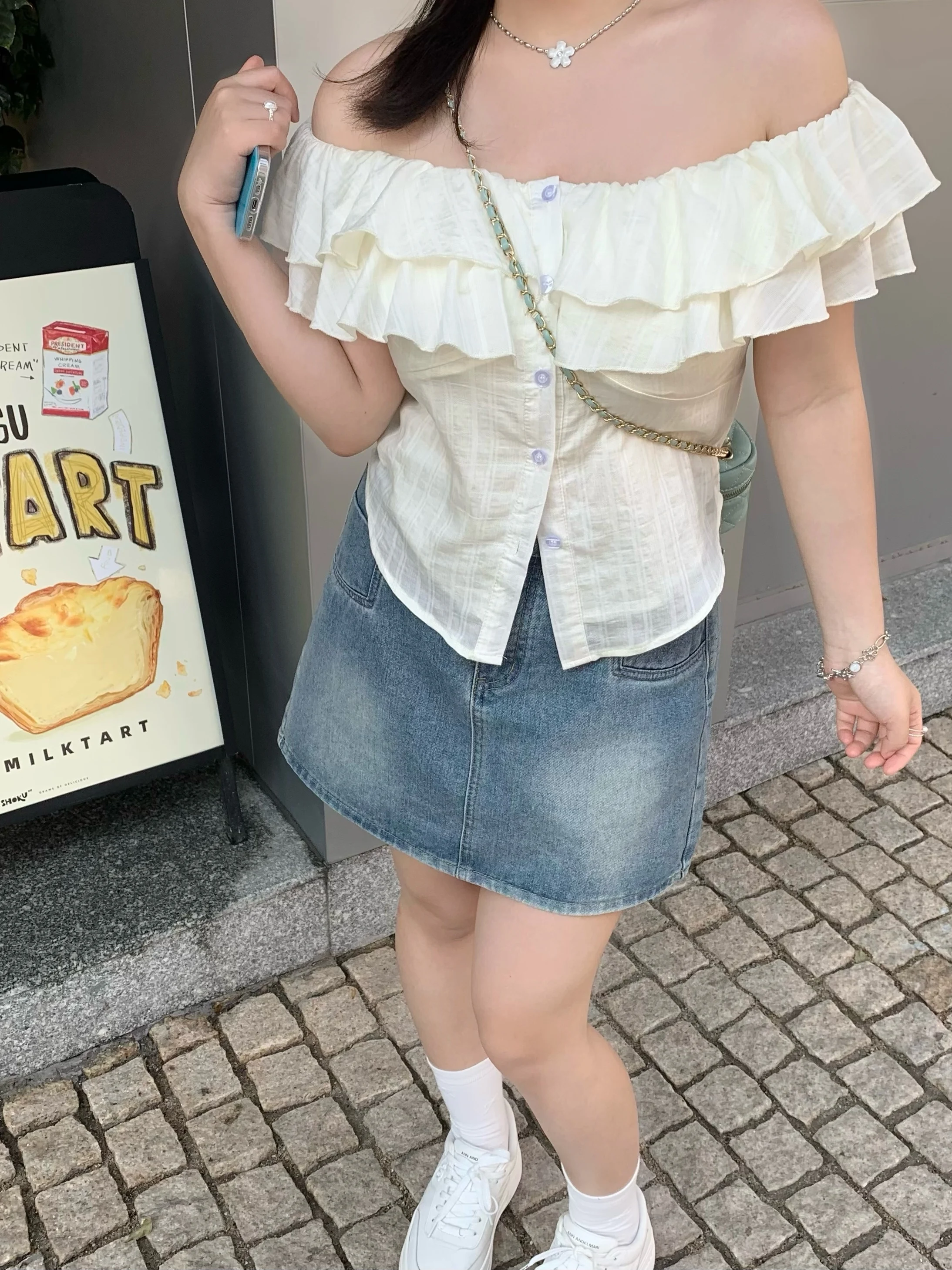 

Sweet Sle Pleated irt Women's Slim Fit Summer Large Size Cover up Top Breathable ort Sve One oulder Design