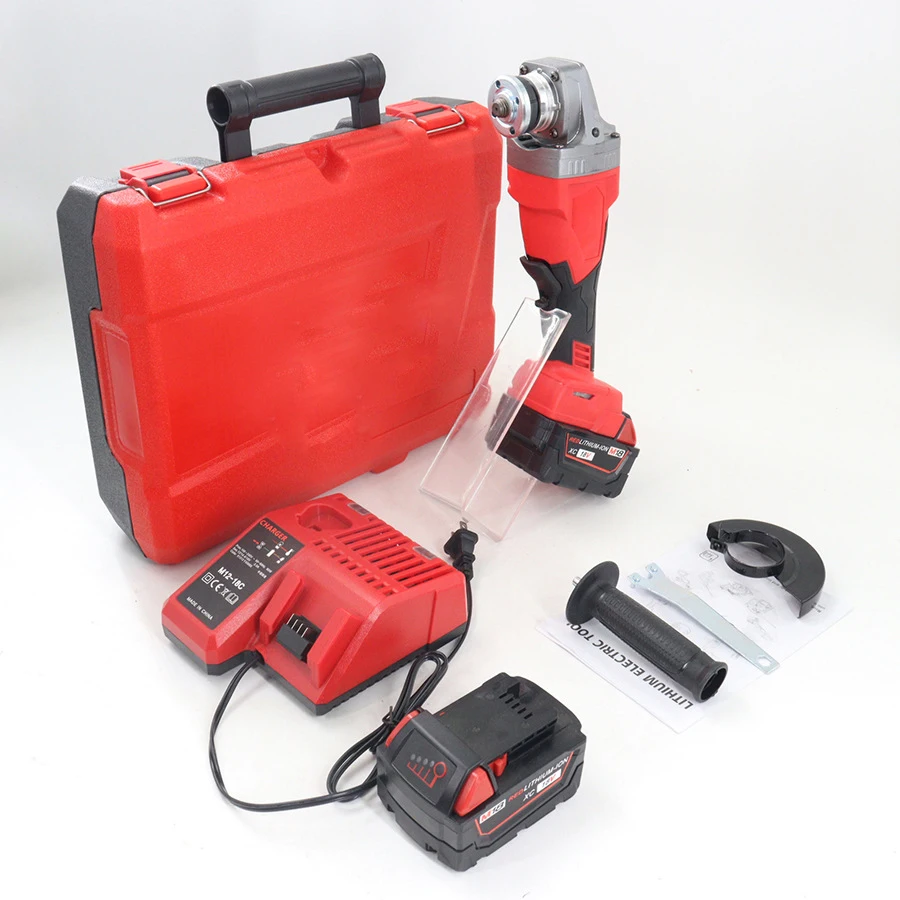 

Red Color Cordless 20V Lithium Cutting Polishing Machine 4/5 Inch Power Angle Grinder Compatible with Mil-waukee M18 Battery
