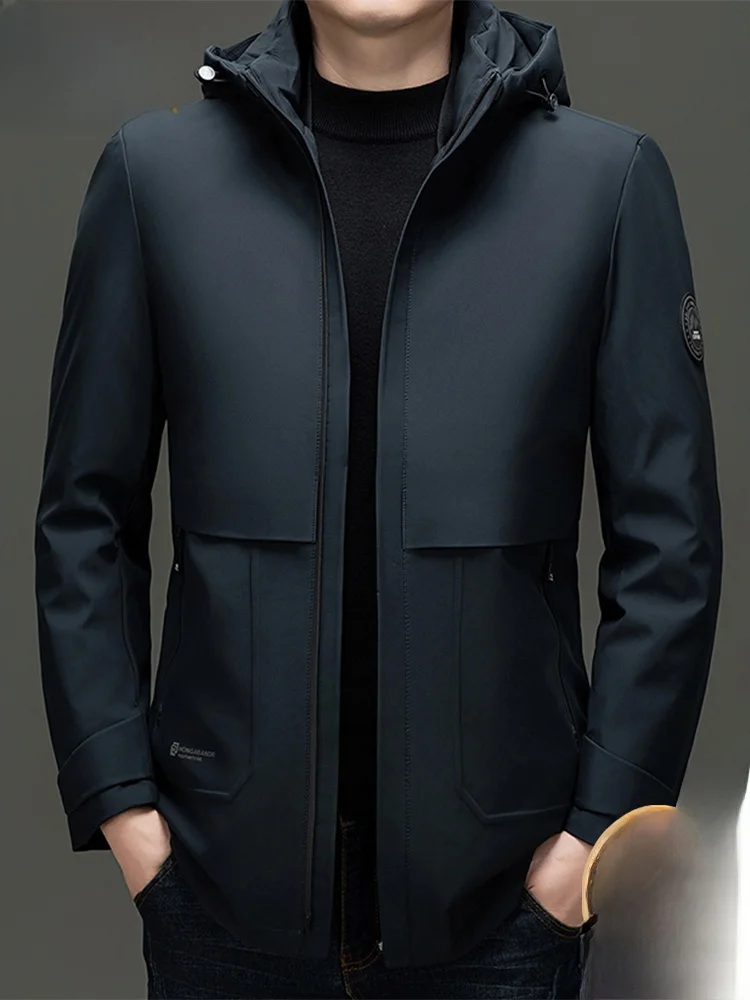 

Мужское джато средней длины на гусином пуху, съемное, теплое зимнее новое мужское пальто из деревянного ду, повседневное Ci Life для поездок на работу