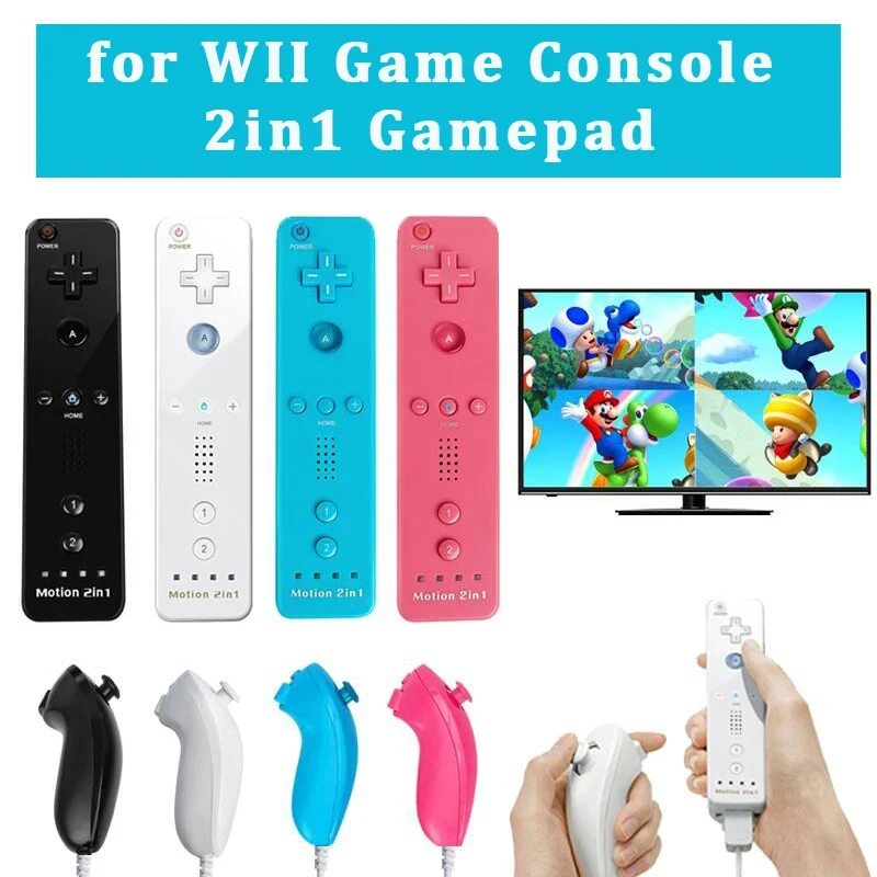 For Nintendo Wii/Wii U Game Controller 2 In 1 Set Wireless Remote Gamepad Motion Plus With Silicone Case Video Game