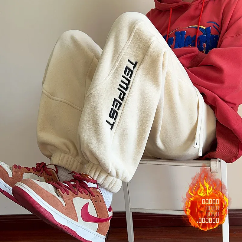 

Men's Autumn Winter Thiened Fce Sweatpants Double-sided Fce Casual Loose Sports Pants Youthful Vitali Sle