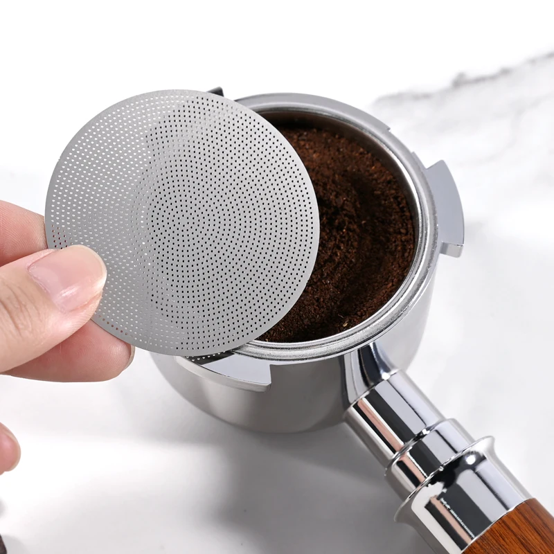 Filtro de café con pantalla de Puck para Espresso, soporte reutilizable de acero inoxidable de 0,2mm para Portafiltro de café de 51/54/58mm, accesorios para Barista