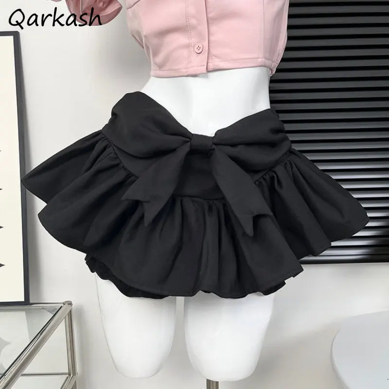 Ball Gown Skirts Women Mini Sweet Gothic Summer Bow Pure Princess All-match Tender Streetwear Fashion Girlish High Waist Teens