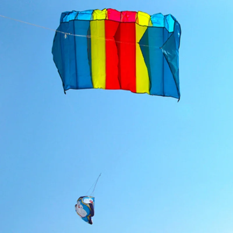 Cerf-volant parachute professionnel sans nœuds arc-en-ciel pour enfants, facile à voler, logiciel 3D