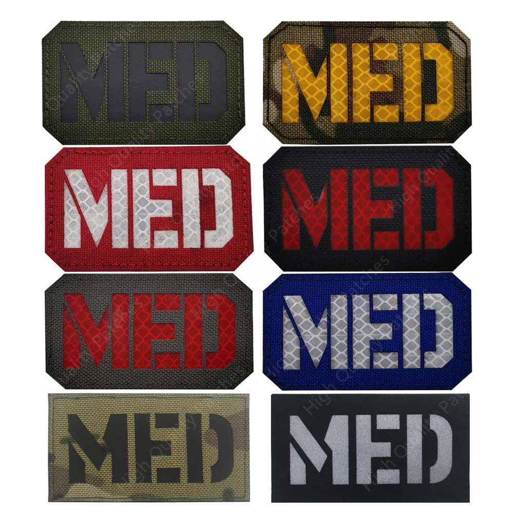 MEDIC Embroidered Patch IR Reflective Glow in Dark Tactical Military Patches Medical MED EMT PARAMEDIC Emblem PVC Rubber Badges