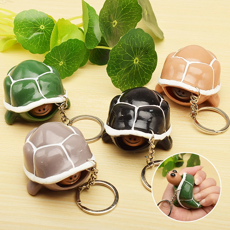 Fidget Toy Squeeze Toys Bubble Sensory Toy Keychain Turtle Square Shape Animal Pendant Bag Car Key Chains Keyring With Buckle