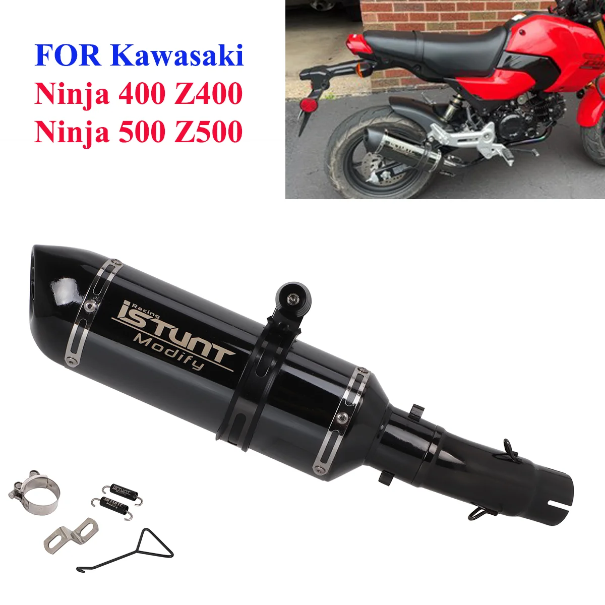 For Kawasaki Ninja Z400 2018-2025 Ninja 500 2024-2026 Motorcycle Exhaust Escape Muffler Slip On Escape z400 Exhaust Mid Pipe