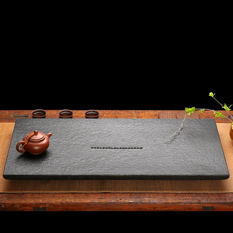 

Natural Black-gold Stone Tea Tray Zen Ujin Tea Table Set Board