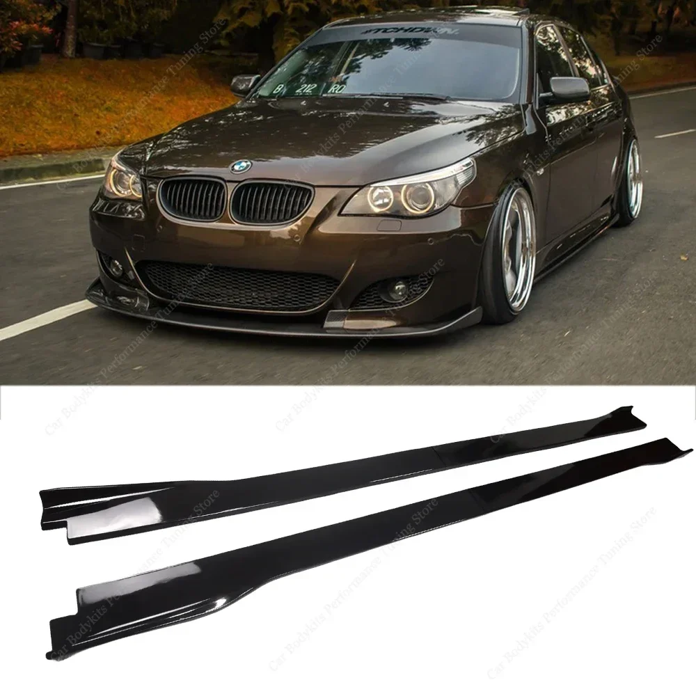 Dla BMW E60 Gloss Black Side Skirts Extension Rocker Panels Lip Splitters 525i 530i 530d 535d 540i 550i M5 2003-2010 Bodykit