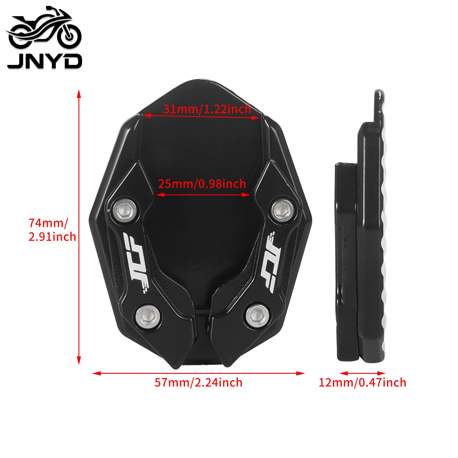 JNYD Motorcycle Side Stand Cover Aluminum Alloy Motorcycle Stands Pad Universal Bicycle Foot Extension Kickstand Accessories
