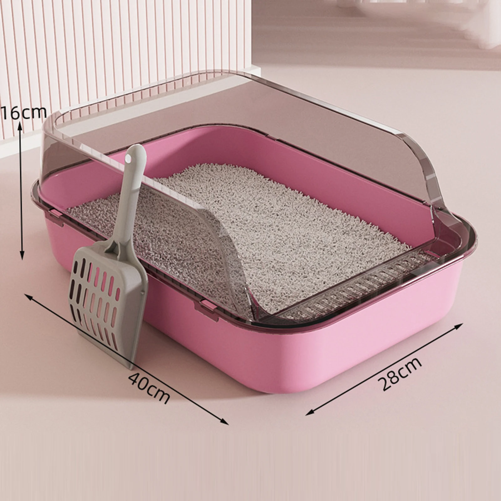 Open Top Cat Litter Box Kitty Litter Pan Anti Splashing Heighten Large Kitten Potty Toilet for Small Animals Rabbit Indoor Cats