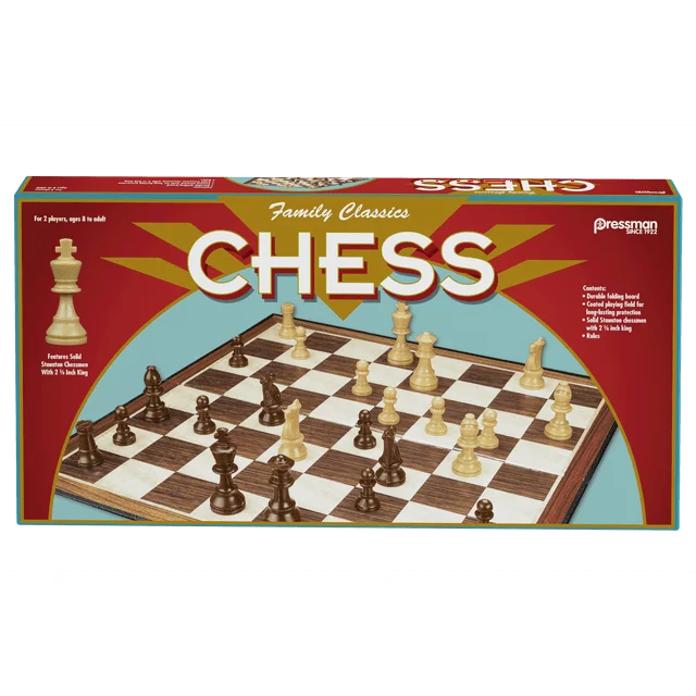 

Pressman Juguetes Ajedrez Family Classics con Tablero Plegable y Piezas de Ajedrez de Tamaño Completo