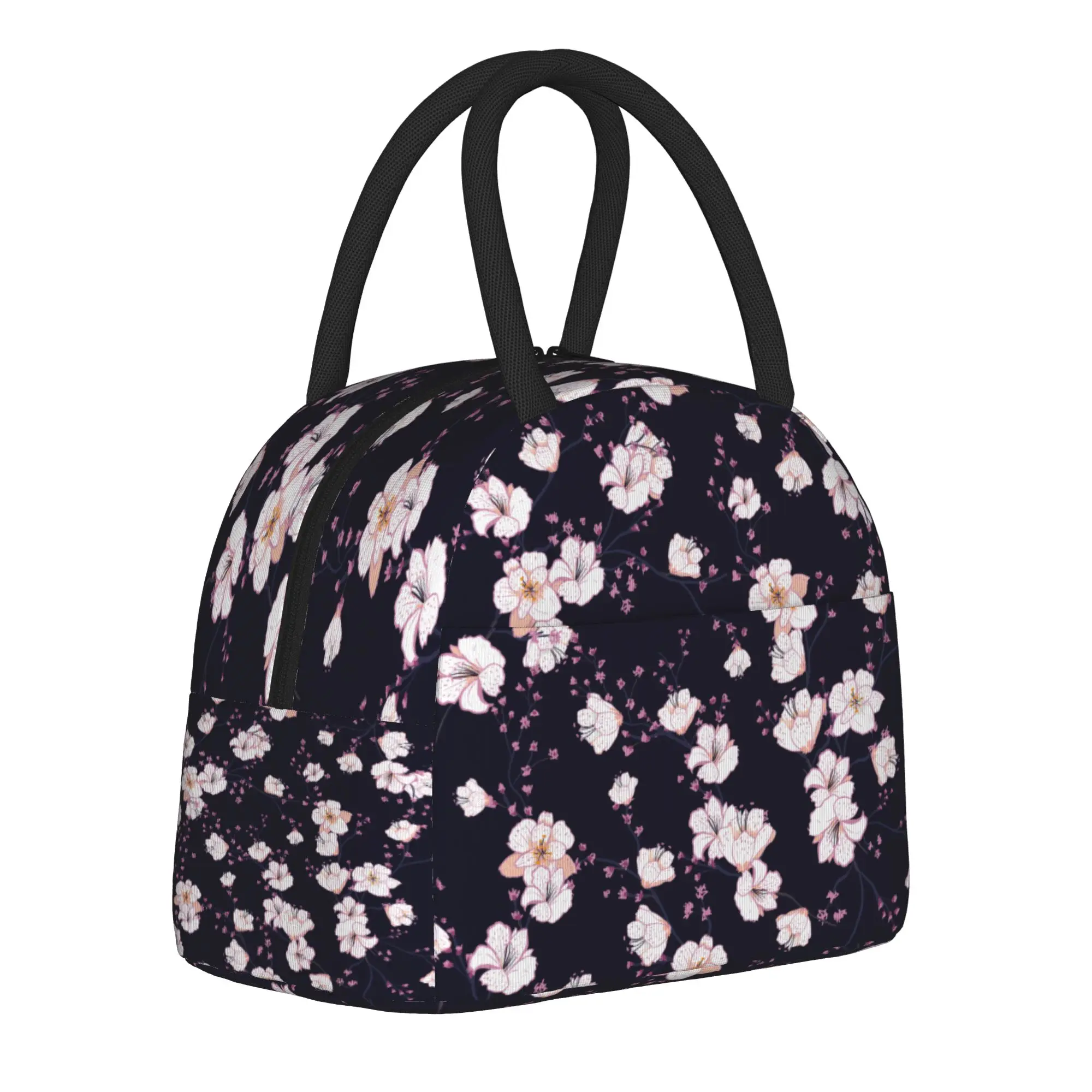 Japanese Sakura Cherry Blossom  Insulated Lunch Bags Thermal Bag Meal Container  Leakproof Tote Lunch Box Food Handbags