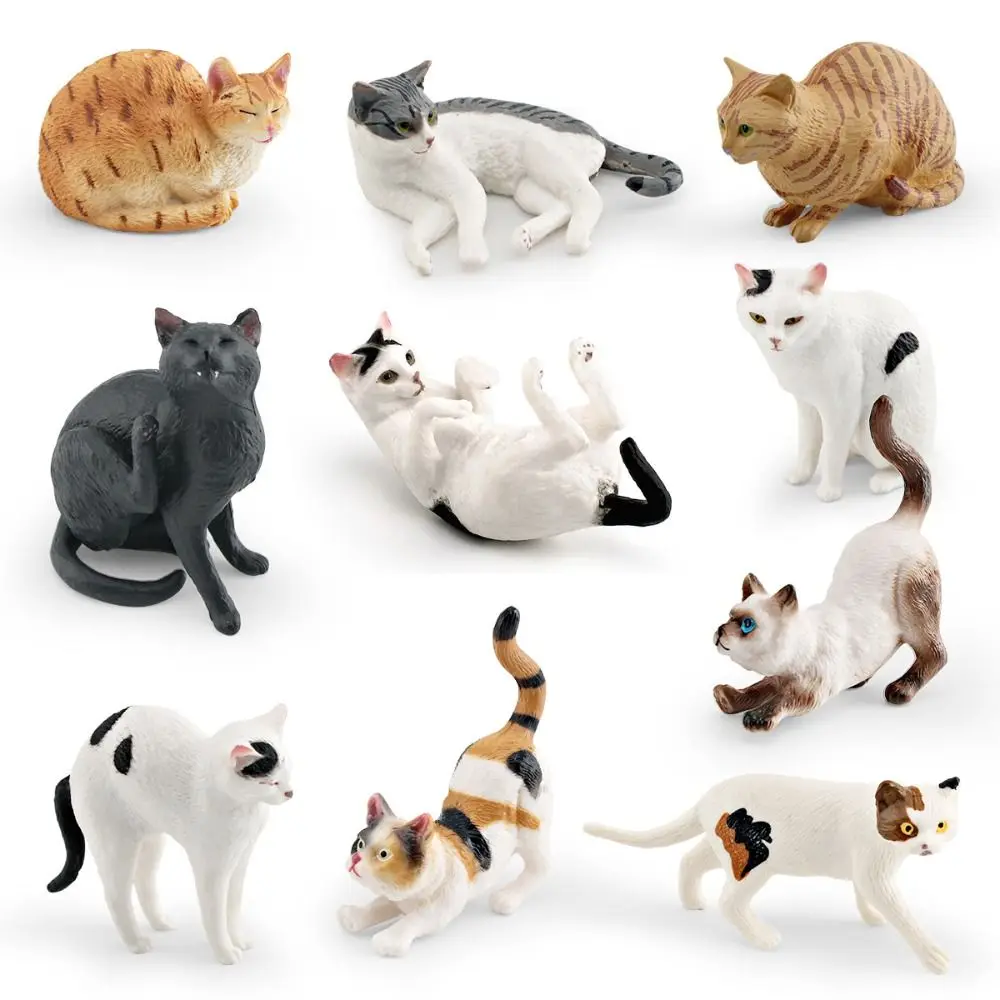 Kawaii PVC Cat Ornaments 9 Colors DIY Mini Model Desktop Cat Figures Statue Home Decoration
