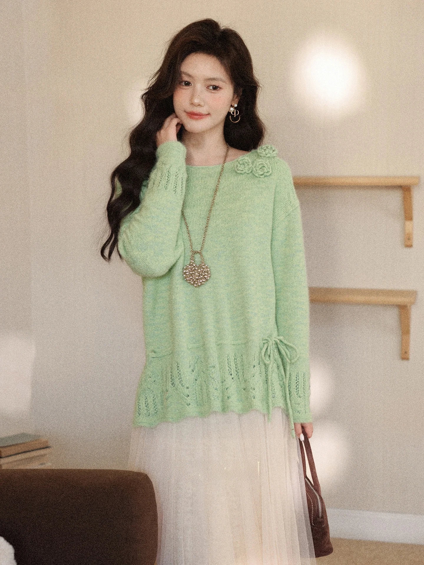 

een Sweater Fre Sle Versatile White Enhancing Winter Faion Commute Sle Long Sve Regular Fit Knitted Top for Women